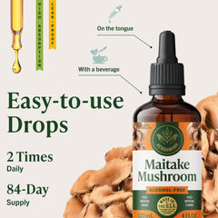 Maitake tincture drops placed under the tongue for fast absorption.
