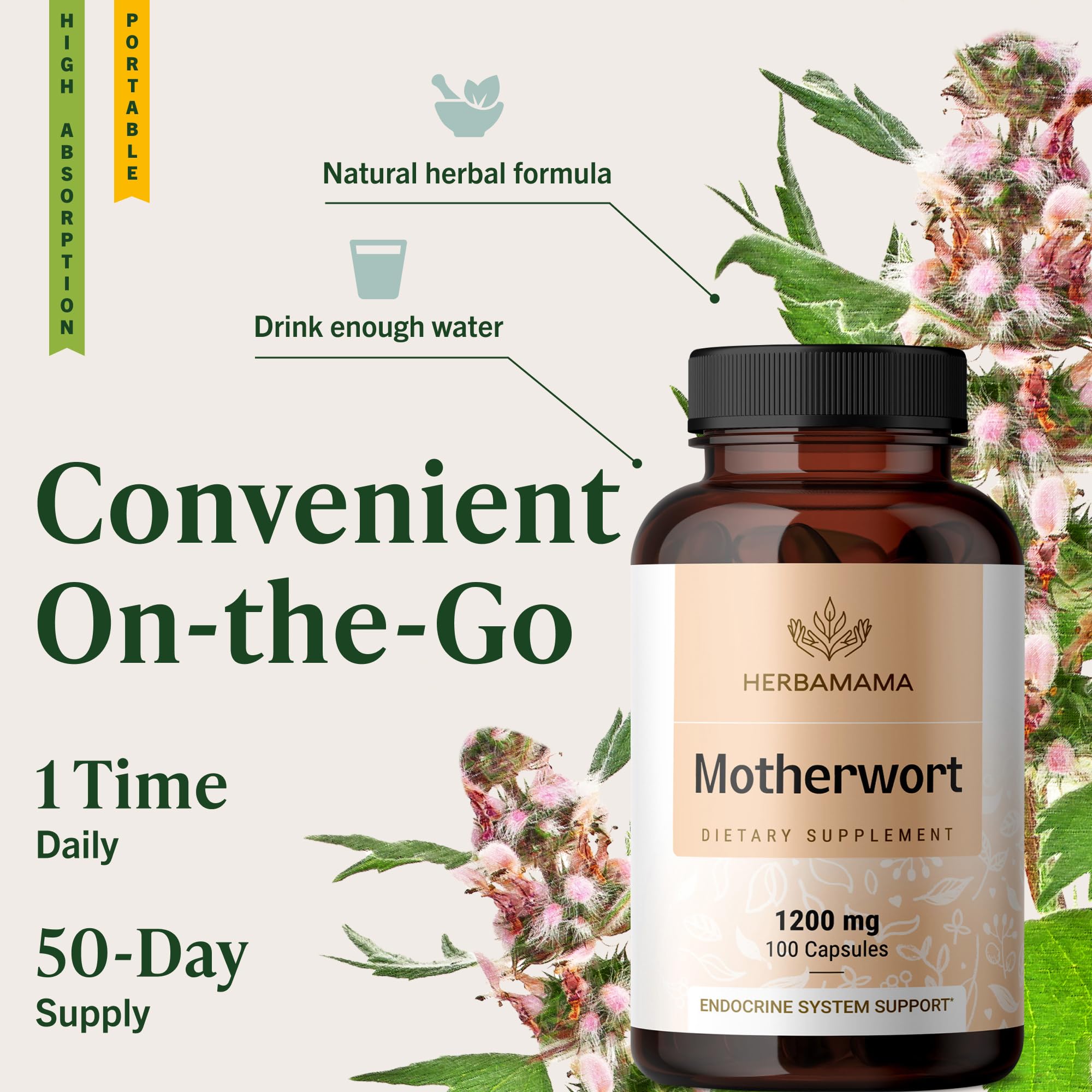 Close-up of natural herb powder and capsule to emphasize clean formula