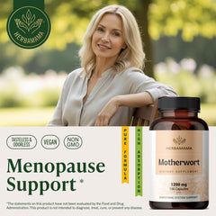 Close-up of capsule texture in HERBAMAMA bottle for mood and calm support