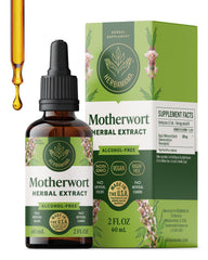 HERBAMAMA Motherwort tincture bottle front for daily calm support with vegan ingredients.