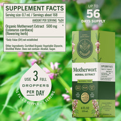 Herbamama label close-up showing vegan, non-GMO and alcohol-free formula.