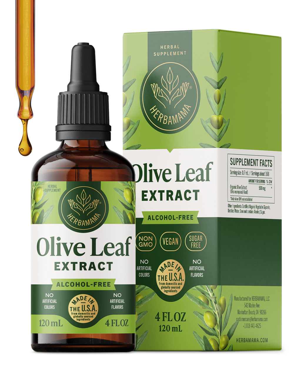 Herbamama olive leaf drops bottle ready for daily immune support