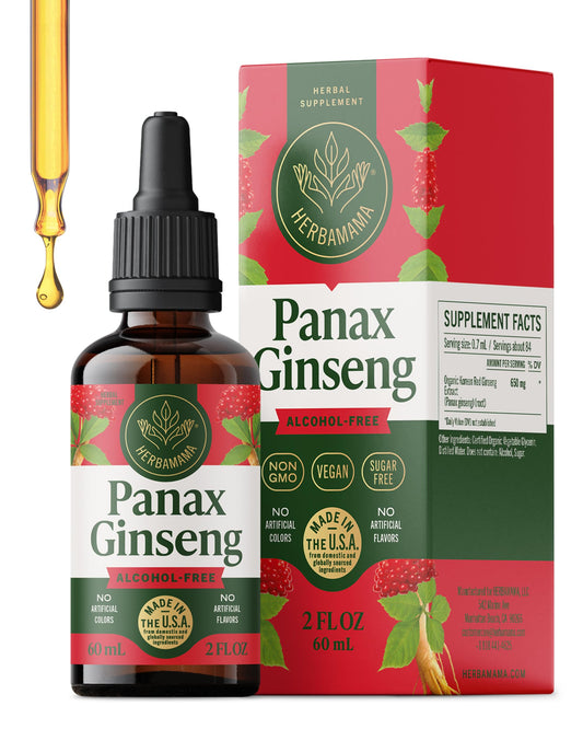 HERBAMAMA Panax Ginseng tincture bottle for daily energy support
