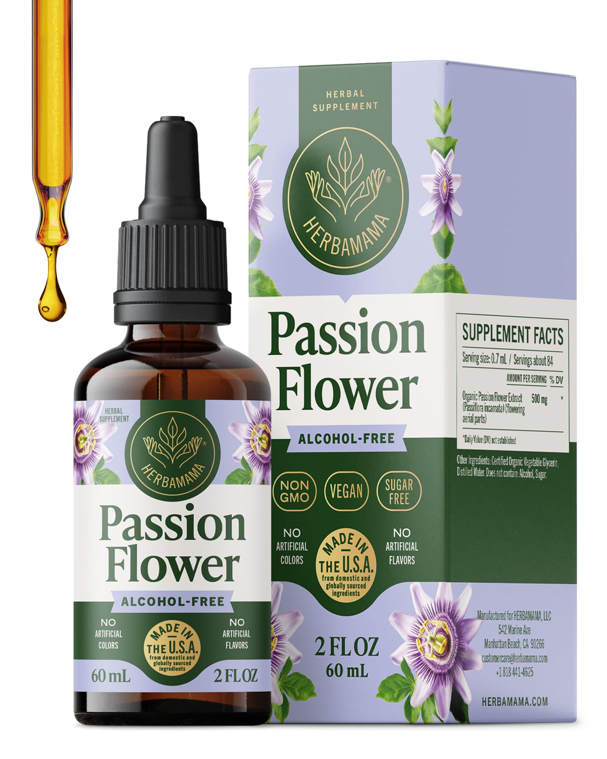 HERBAMAMA Passionflower tincture bottle for calming support