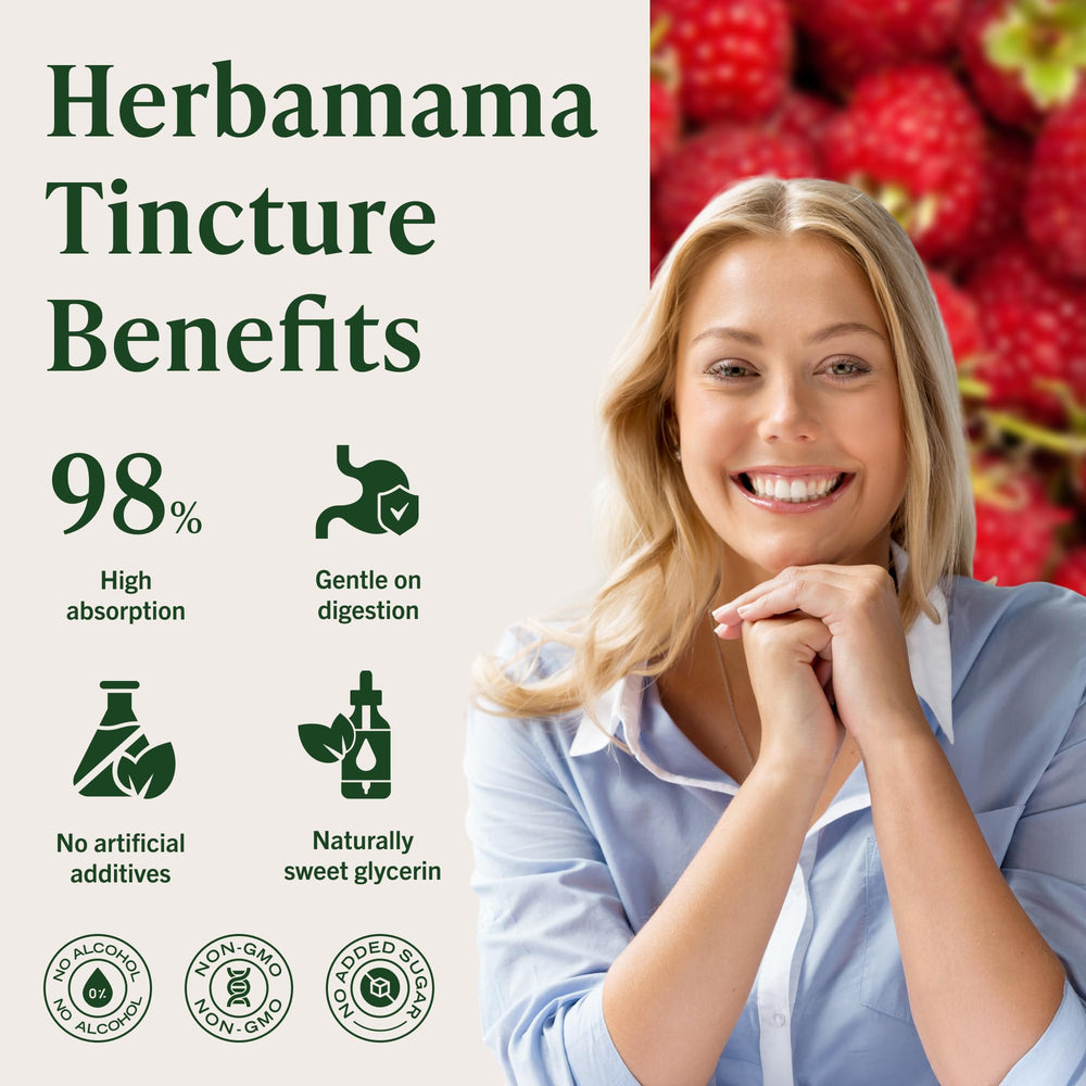 HERBAMAMA Raspberry Ketones sugar-free packaging communicates a low-sugar option.