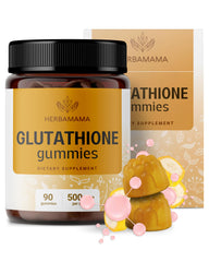 HERBAMAMA Reduced Glutathione banana chews in bottle, ideal for daily liver support.