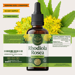 HERBAMAMA Rhodiola 42-day supply label visible on bottle.