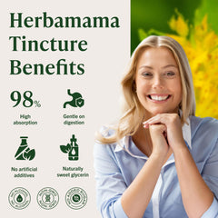 Alcohol-free HERBAMAMA Rhodiola tincture in a glass with no alcohol.