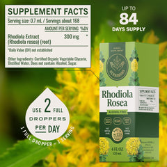 Label highlights three-ingredient formula of HERBAMAMA Rhodiola.