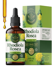 HERBAMAMA Rhodiola tincture bottle promoting calm mood support.