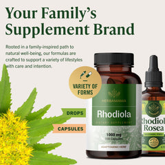 HERBAMAMA Rhodiola vegan capsule close-up demonstrates clean, additive-free daily support