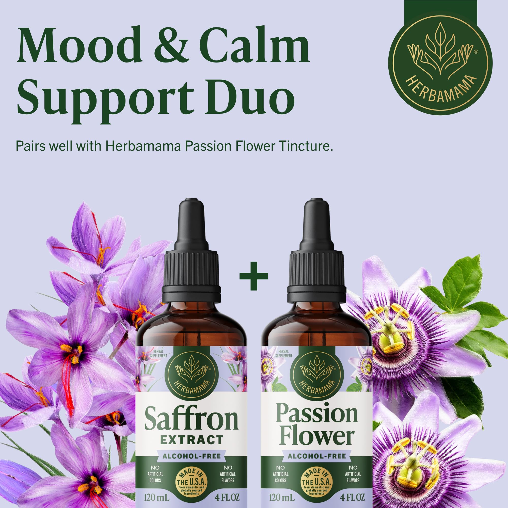 HERBAMAMA saffron tincture vegan formula suitable for non-GMO lifestyle