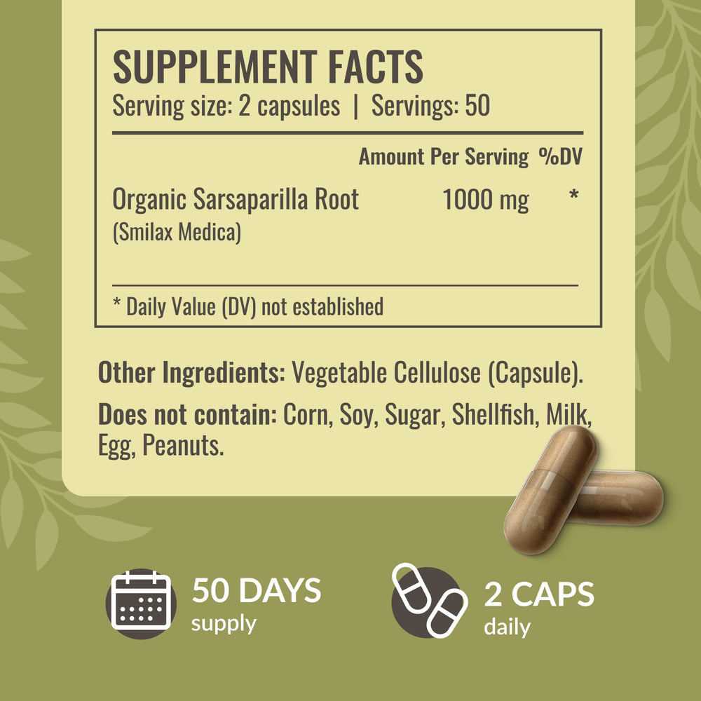 HERBAMAMA Sarsaparilla powder close-up for natural antioxidant support.