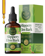 HERBAMAMA Slippery Elm Drops bottle front, vegan, alcohol-free formula for daily support