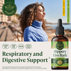 HERBAMAMA Slippery Elm Drops dropper in use for easy daily dosing