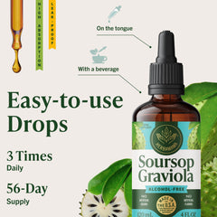 HERBAMAMA Soursop drops bottle with glycerin highlight for vegan wellness.