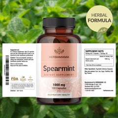 HERBAMAMA Spearmint Leaf Capsules with meals for simple twice-daily dosing.