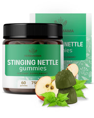 HERBAMAMA Stinging Nettle Gummies bottle with apple flavor for daily urinary support.