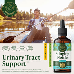 HERBAMAMA Stinging Nettle tincture dropper ready for easy daily dosing.