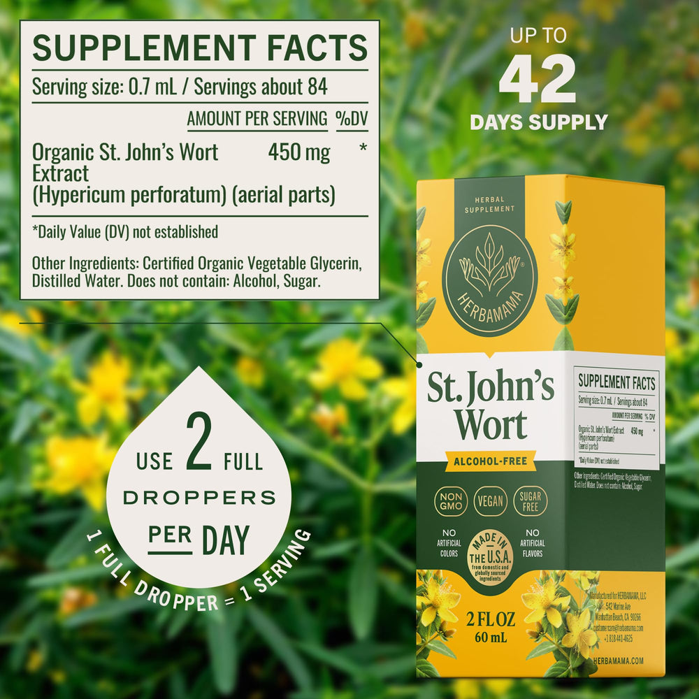 HERBAMAMA label showing the three-ingredient vegan formula for simple calm support.