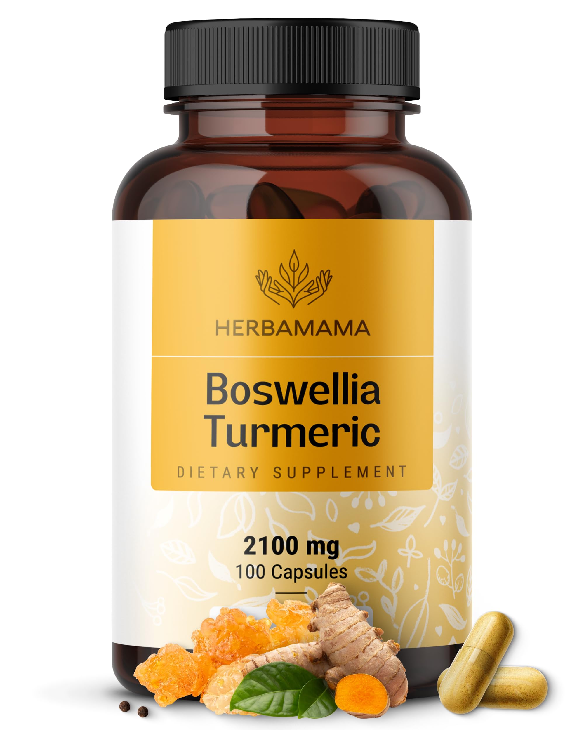 HERBAMAMA Turmeric and Boswellia packaging highlights daily antioxidant support