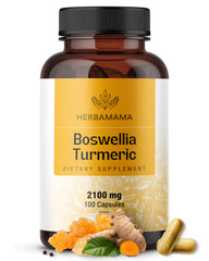 HERBAMAMA Turmeric and Boswellia packaging highlights daily antioxidant support