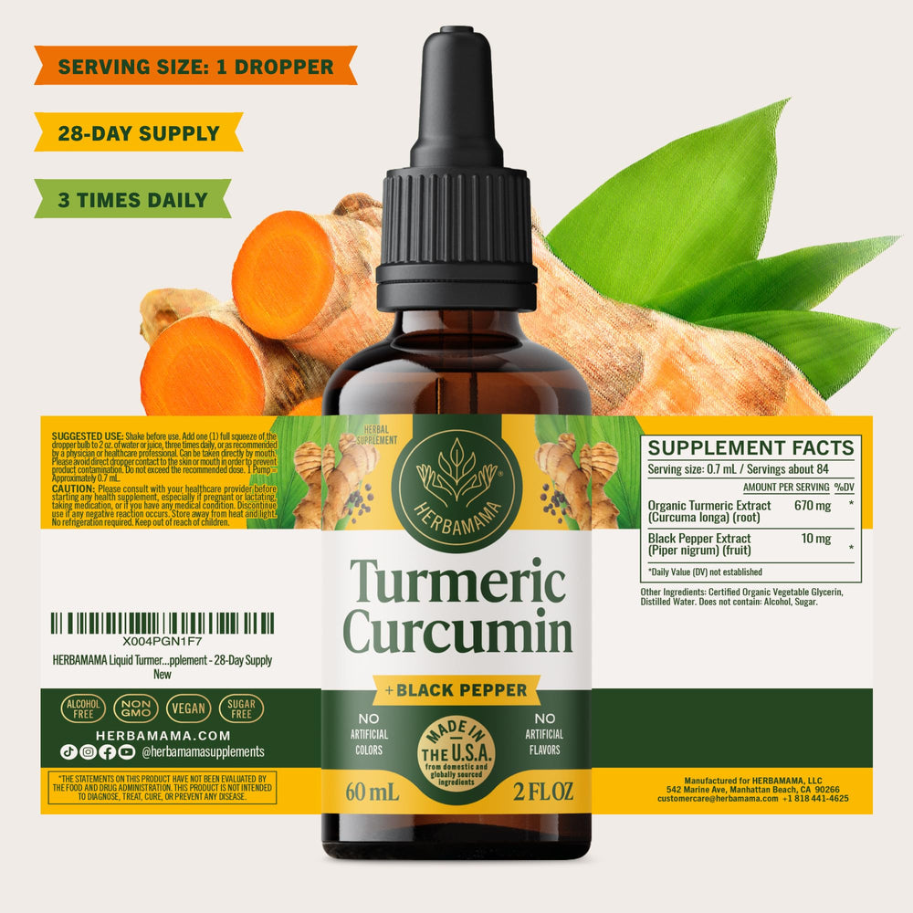 HERBAMAMA Turmeric Drops alcohol-free and sugar-free for clean daily routine.