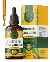 Herbamama Turmeric Drops bottle on counter, alcohol-free formula.
