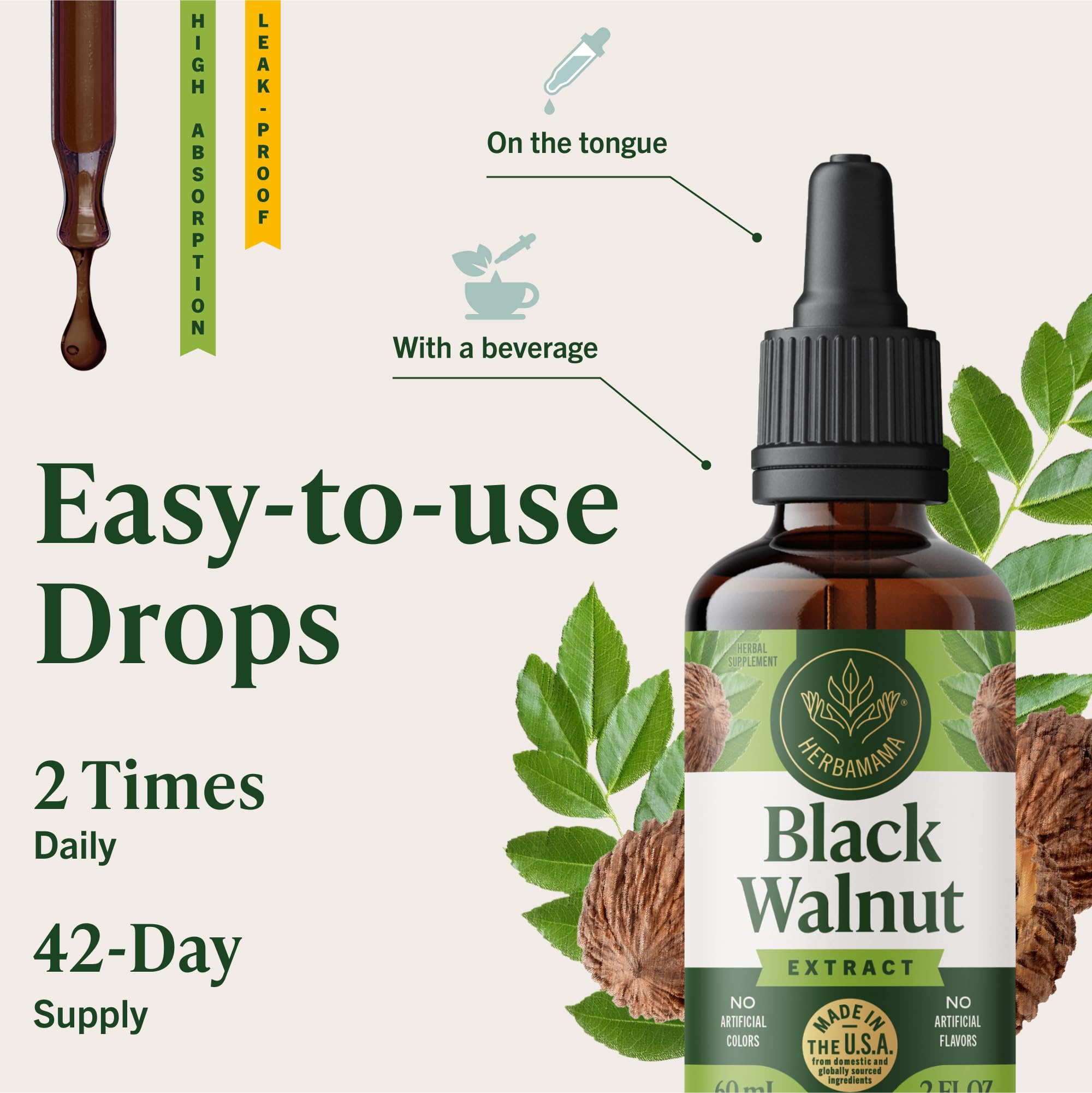 HERBAMAMA drops used under the tongue for fast delivery.