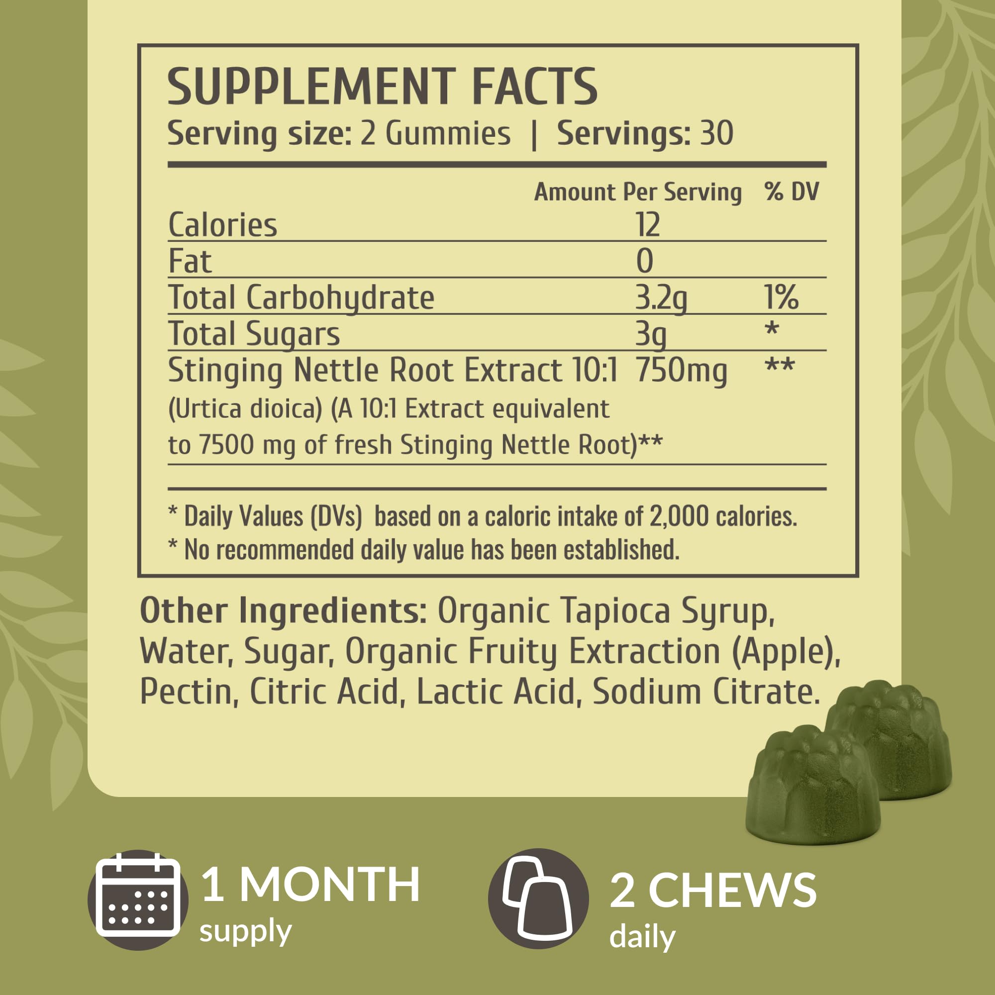 HERBAMAMA Stinging Nettle root extract ingredients list for vegan, non-GMO formulation.