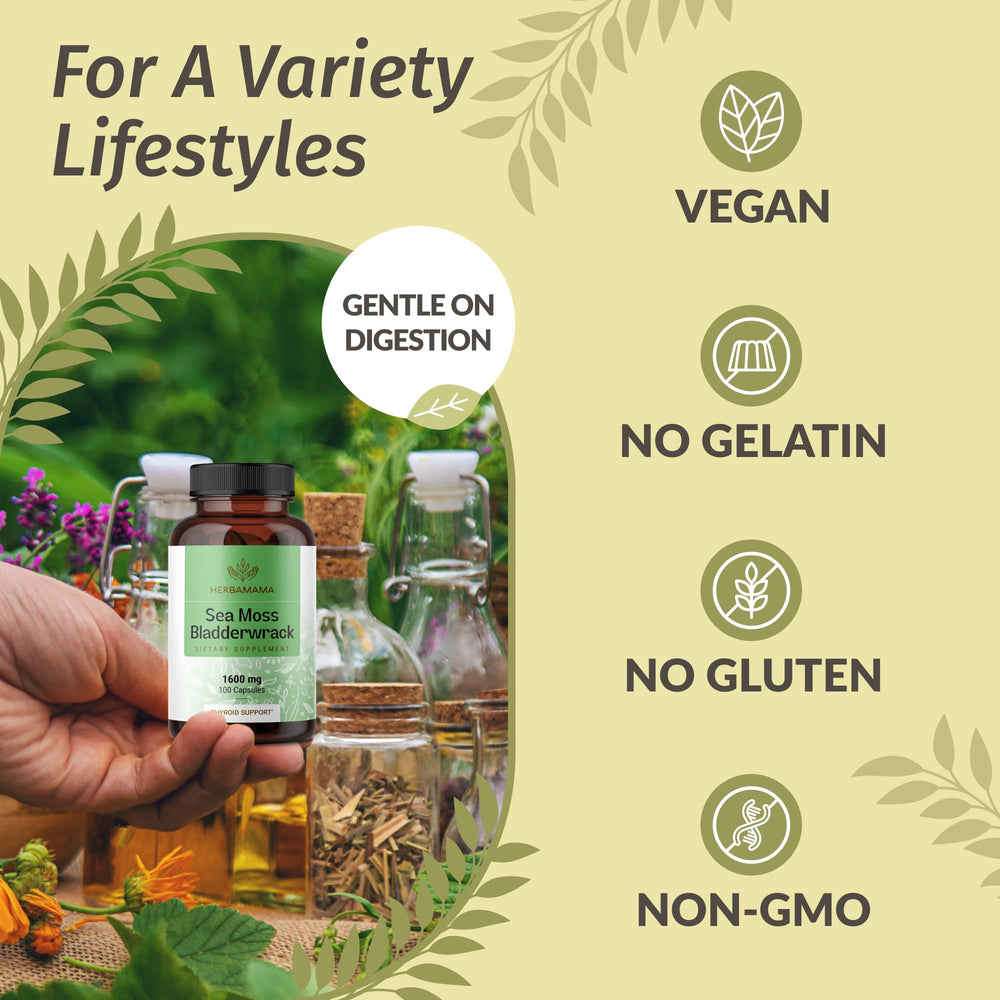 Herbamama vegan capsules on table for on-the-go wellness.