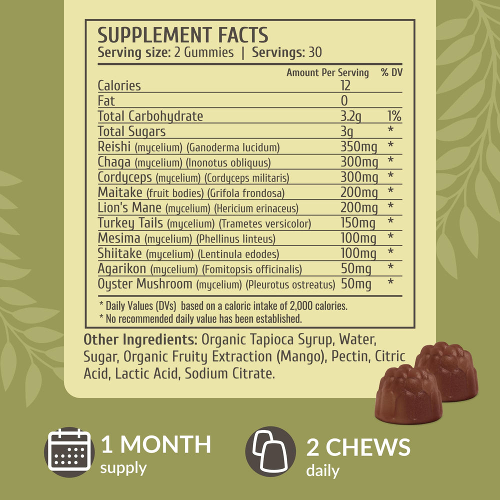 HERBAMAMA Vegan Non-GMO Gummies label close-up for clean ingredients and daily use.