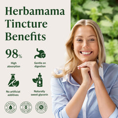 HERBAMAMA Vegetable glycerin visual highlights plant-based base of the tincture.