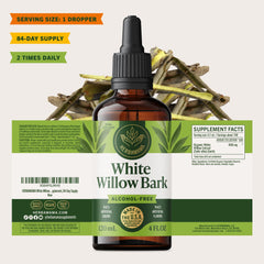 HERBAMAMA White Willow Bark Tincture bottle with ingredients list detail