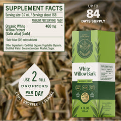 HERBAMAMA White Willow Bark Tincture label close-up with clear ingredients