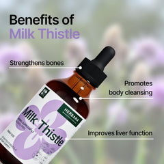 HERBANA Milk Thistle bottle close-up with clear label