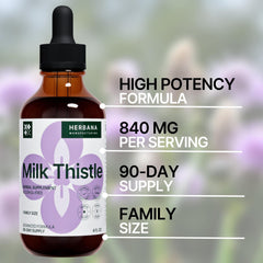 HERBANA Milk Thistle bottle being poured into a glass