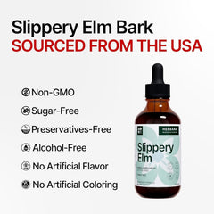 Front view of HERBANA Slippery Elm Bark bottle highlighting high potency tincture.