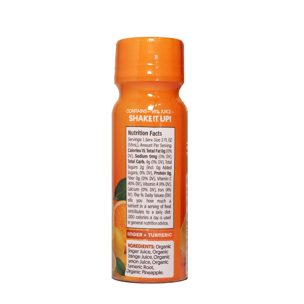 Label close-up on Herbana Wellness Shot highlighting organic ingredients