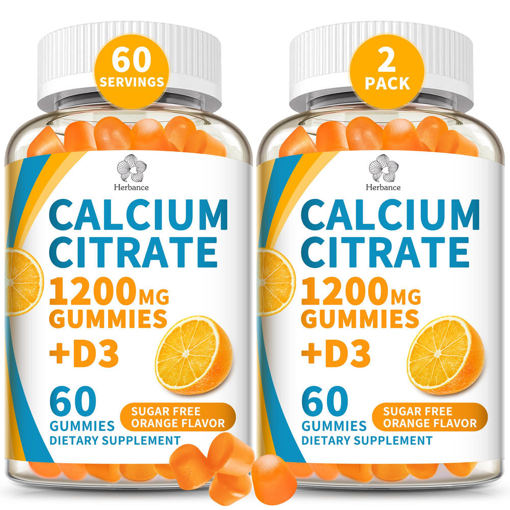 Herbance calcium citrate gummies bottle with orange flavor for daily calcium support