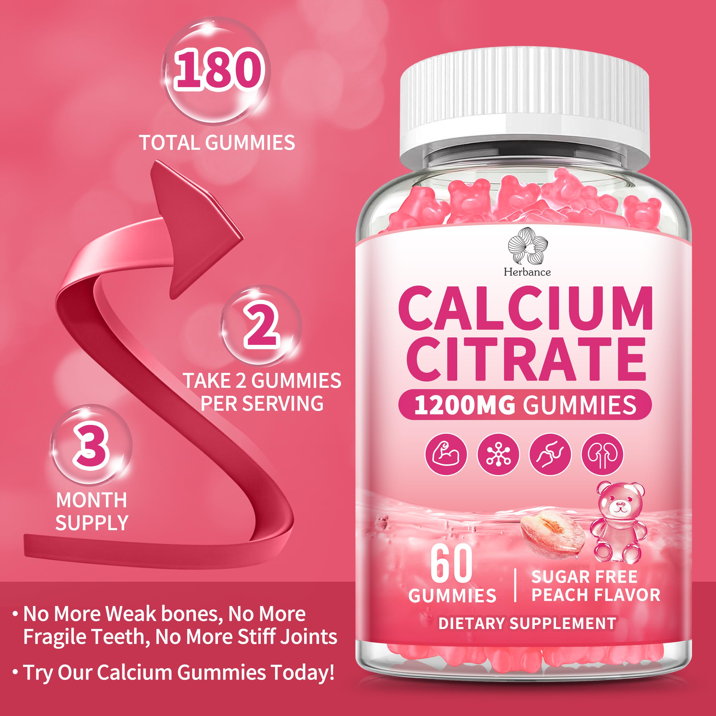 Gummy texture and peach flavor promoting a tasty daily routine