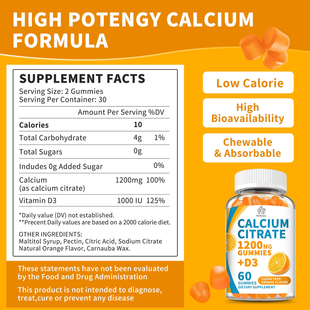 Herbance calcium citrate with D3 for better absorption and daily wellness