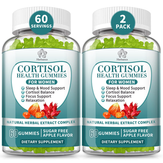 Herbance Cortisol Gummies bottle front label for stress support and daily balance.