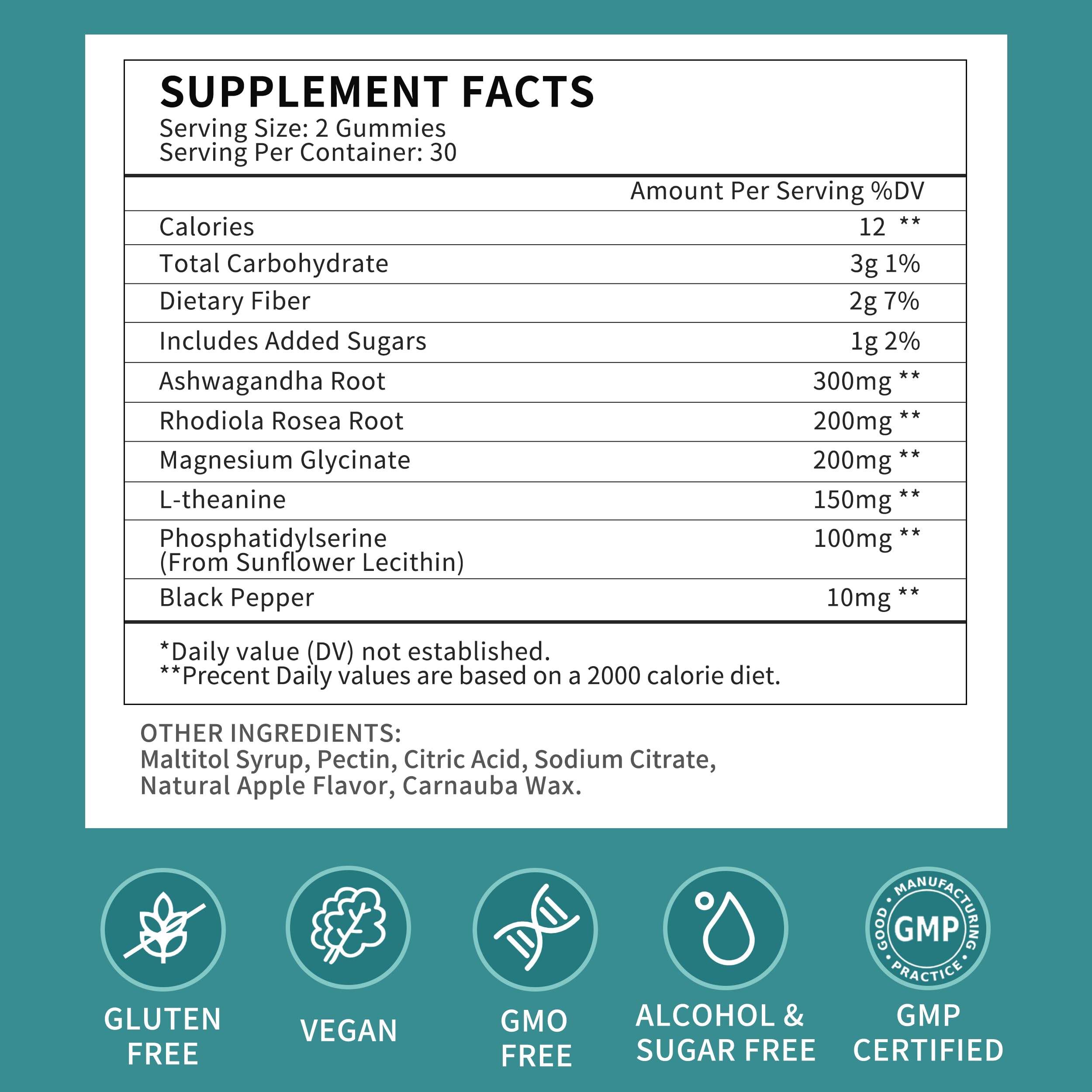 Herbance Cortisol Gummies vegan gluten-free label for mindful wellness.