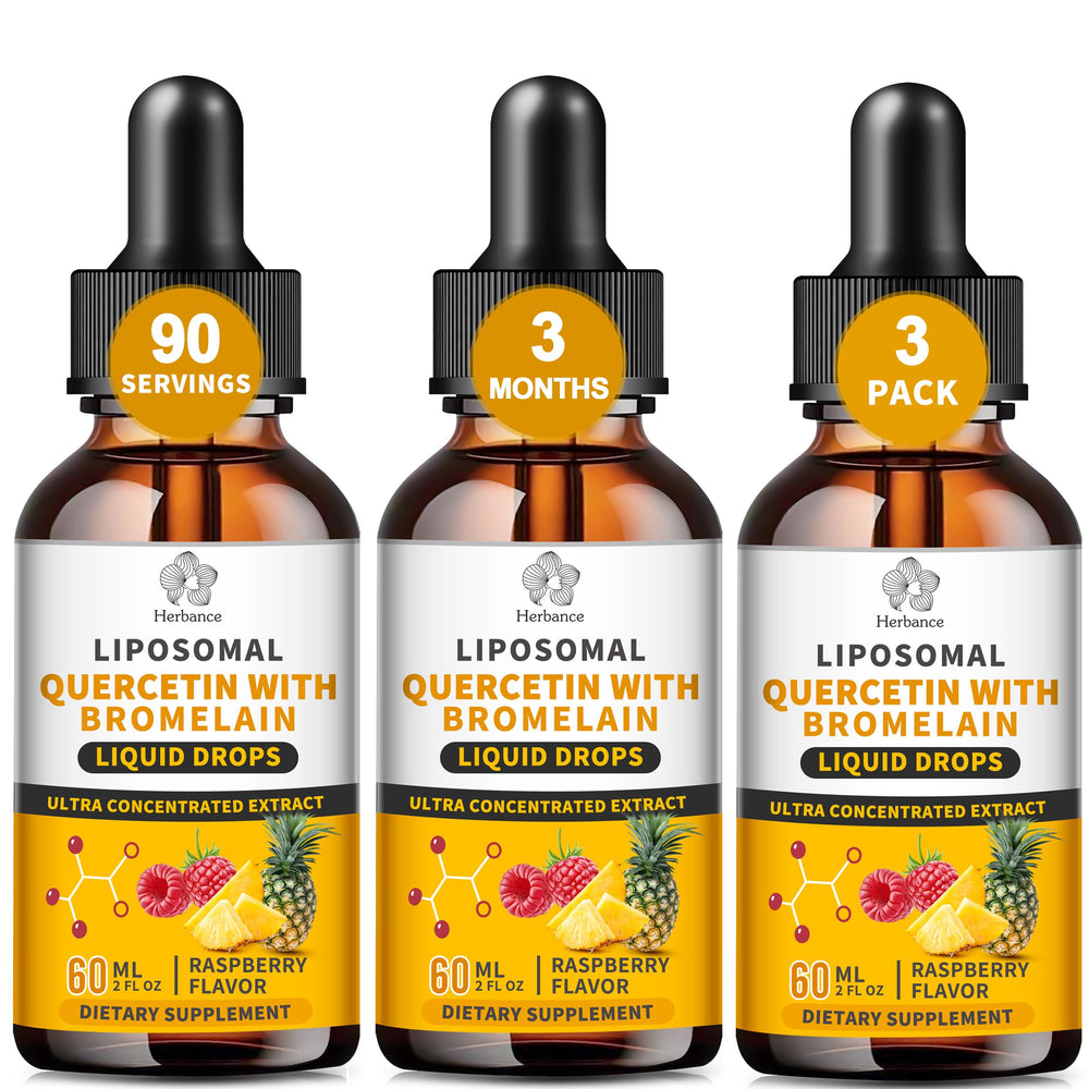 Herbance liposomal quercetin bromelain drops bottle for high-absorption immune support.