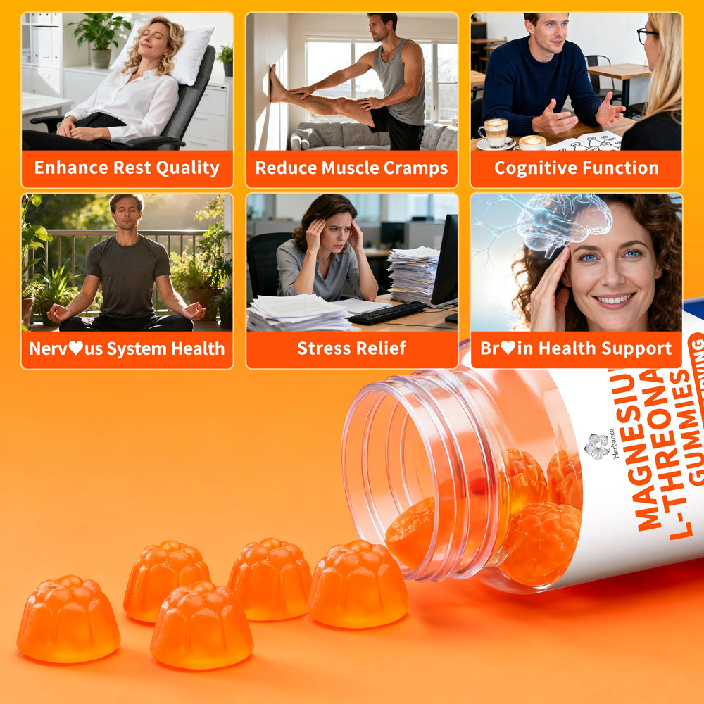 Herbance magnesium-l-threonate gummies bottle on countertop