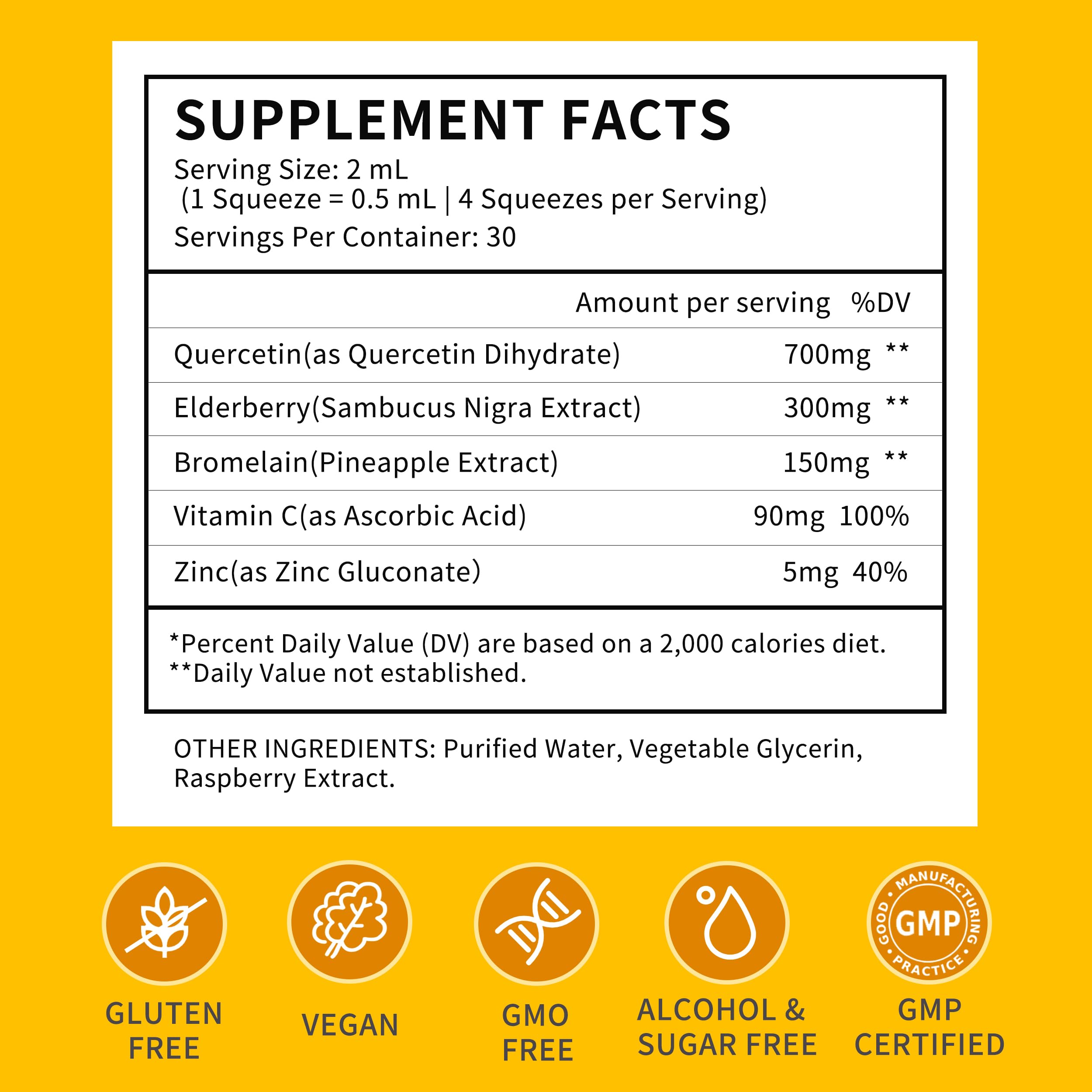 Herbance quercetin liquid drops pour—easy on-the-go supplementation
