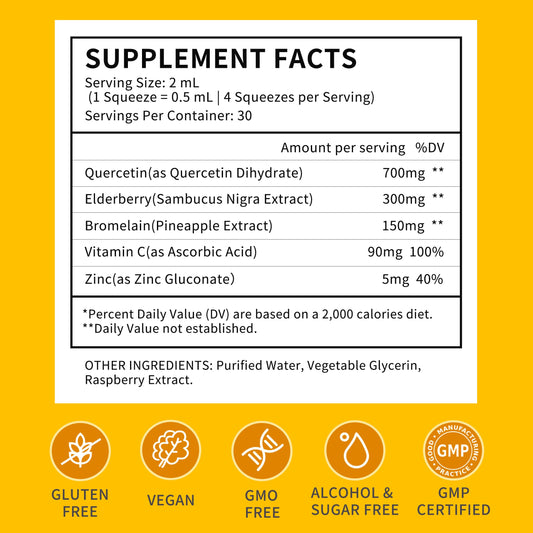 Herbance quercetin liquid drops pour—easy on-the-go supplementation
