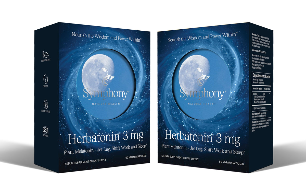 Herbatonin plant-based melatonin bottle for sleep timing and routine.