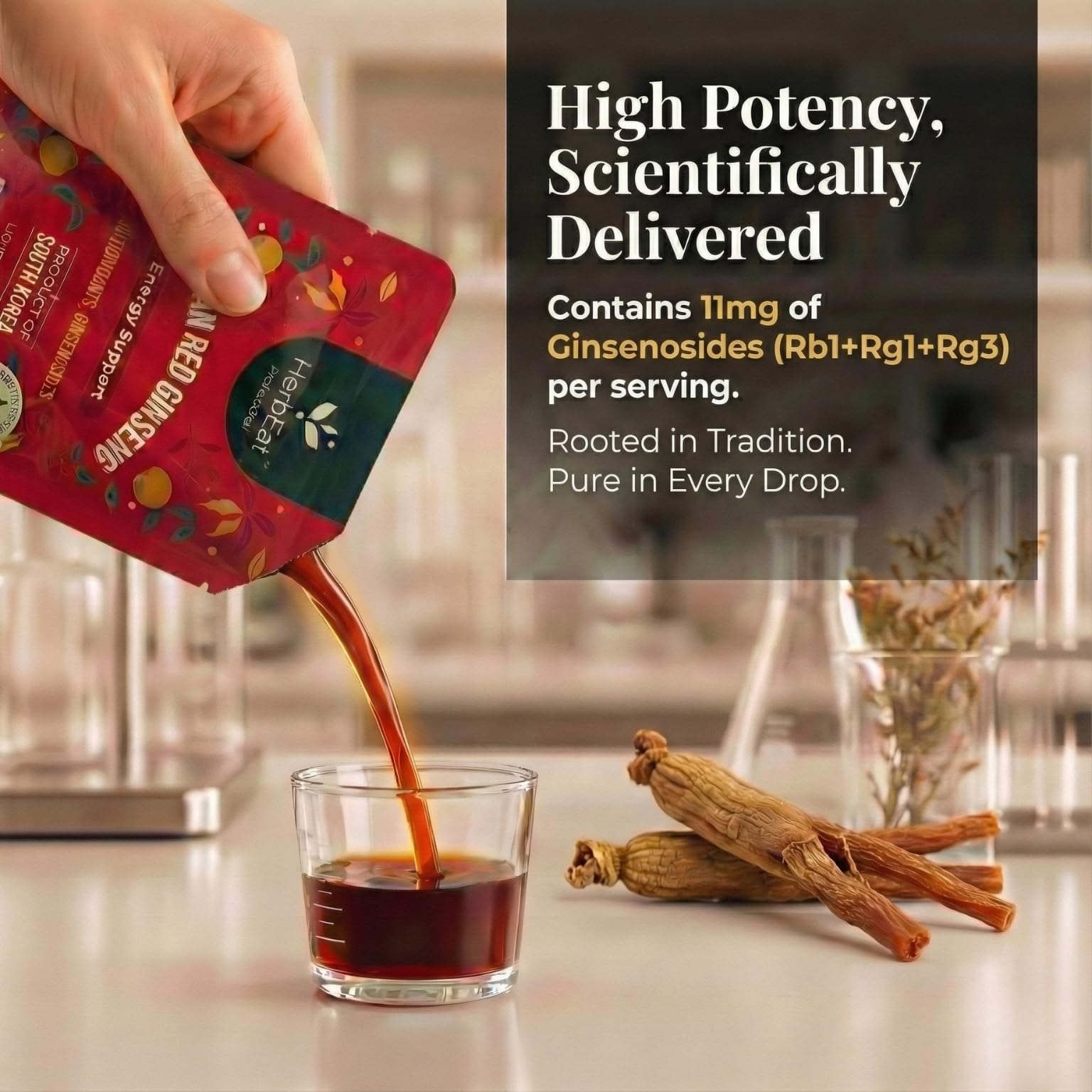 HERBEAT Korean Red Ginseng Prime bottle front showing clean formula.